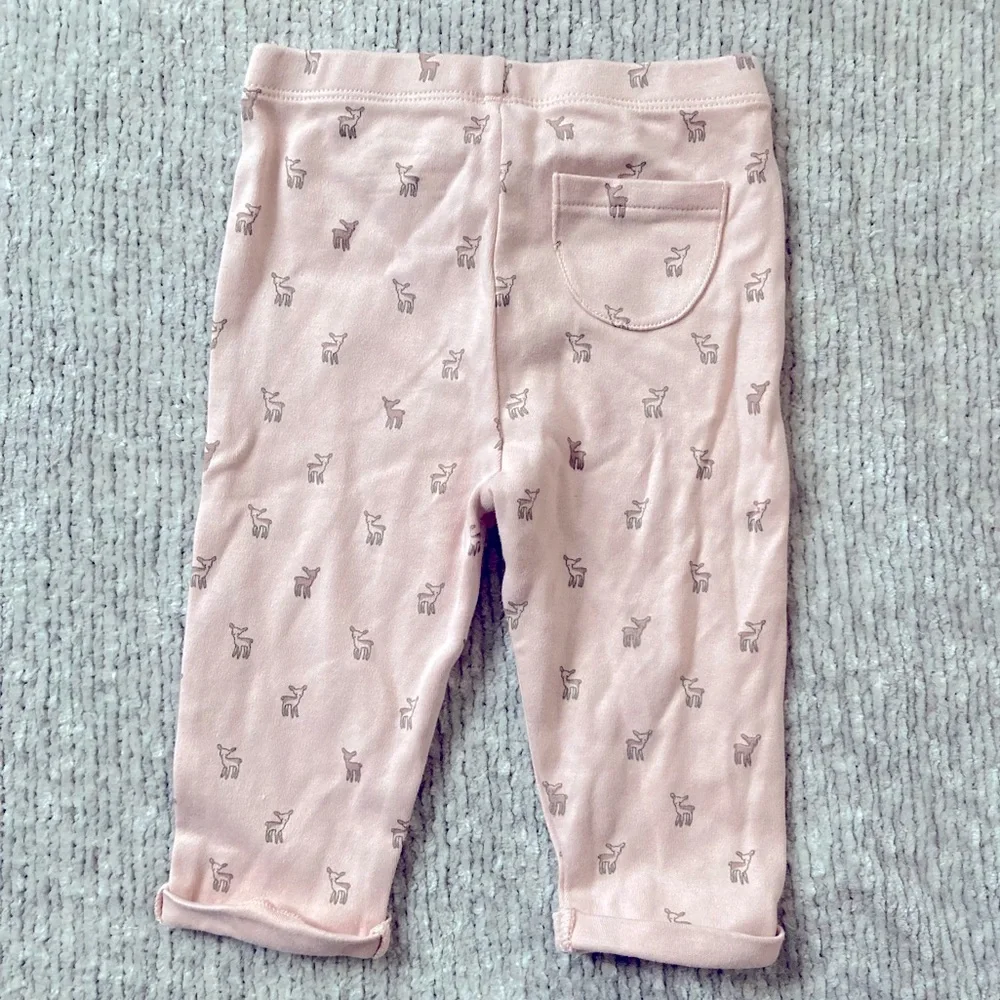 Pehr Organic Cotton‎ Baby Pants Pink With Deer Print 3-6M